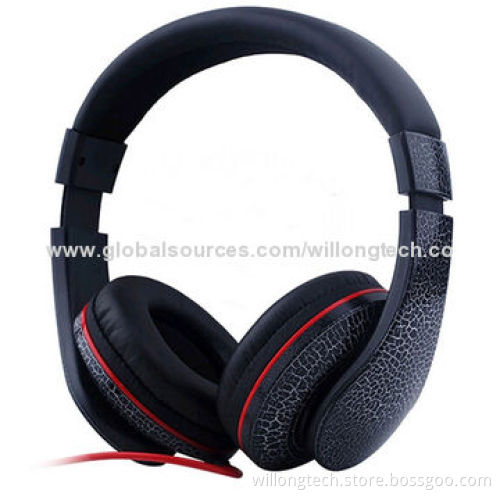 Fashionable Music Accessory Stereo Headphones with Leather Grain for MP3/MP4 Players and PCs